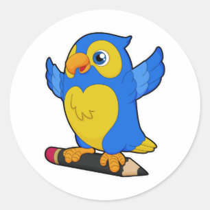 Sticker Rond Perroquet au crayon