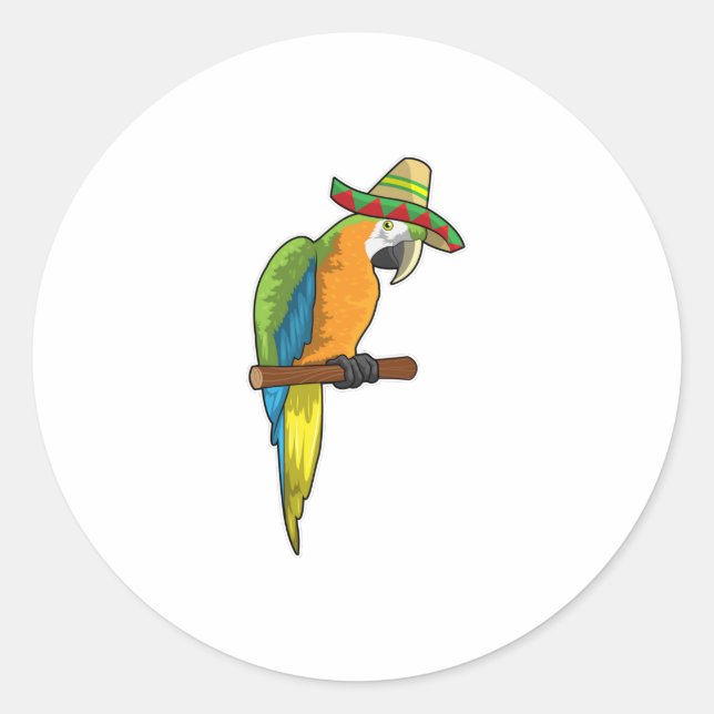 Sticker Rond Perroquet avec casquette de paille (Devant)