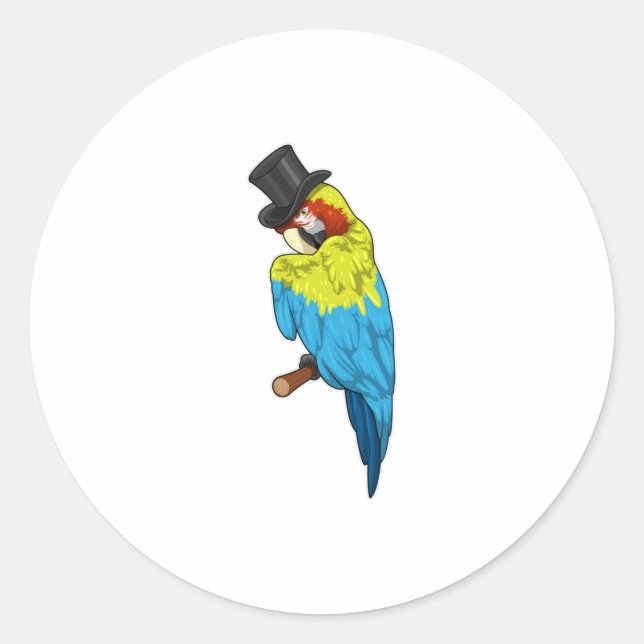 Sticker Rond Perroquet avec cylindre (Devant)