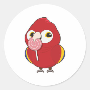 Sticker Rond Perroquet avec Lollipop