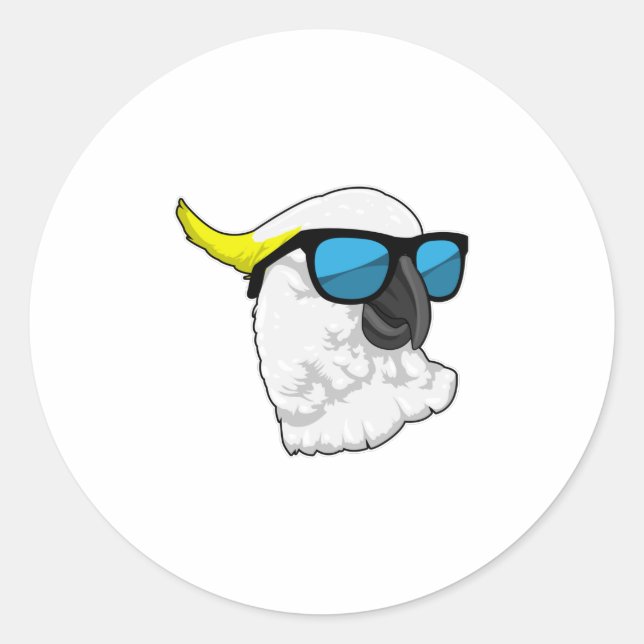 Sticker Rond Perroquet avec lunettes de soleil (Devant)