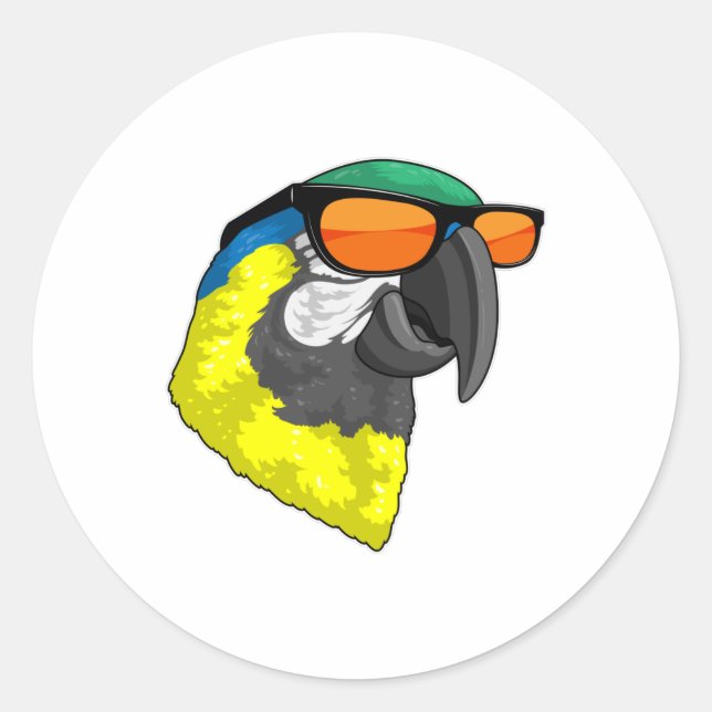 Sticker Rond Perroquet avec lunettes de soleil (Devant)