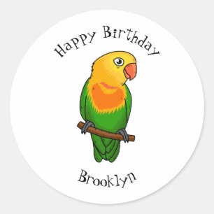 Sticker Rond Perroquet de caricature mignon lovebird