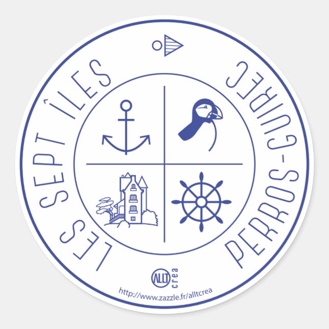 Sticker Rond Perros-Guirec les Sept Îles (Devant)