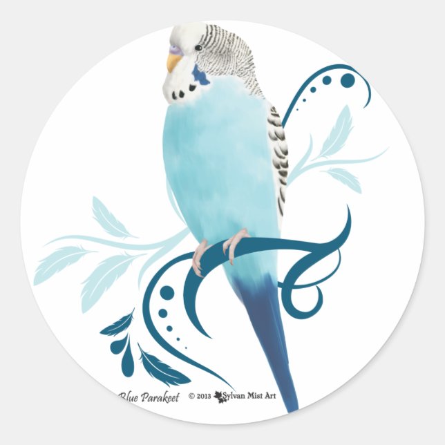 Sticker Rond Perruche bleue (Devant)