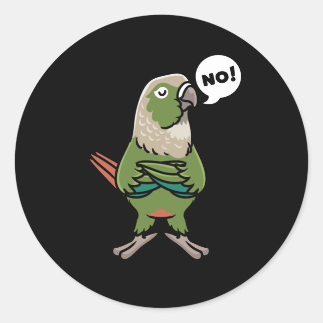 Sticker Rond Perruche verte Conure à jouet vert (Devant)
