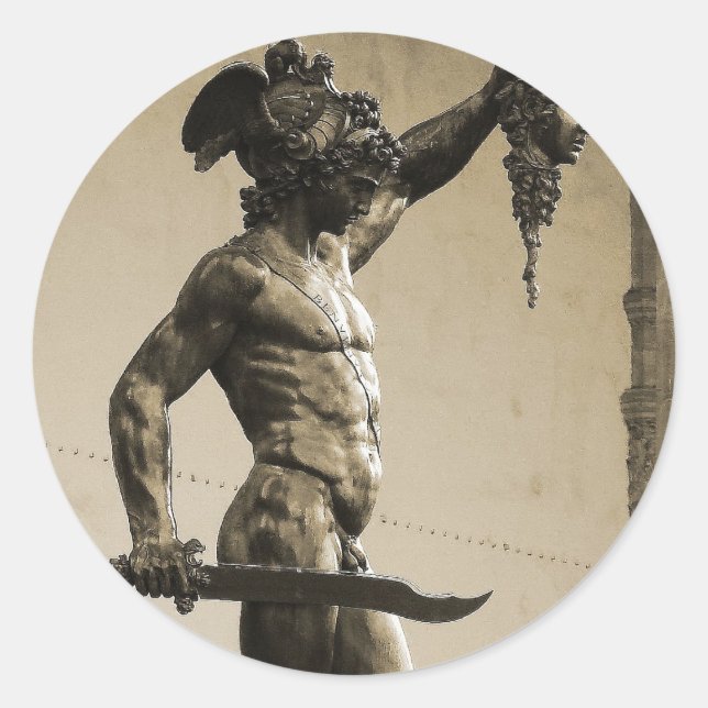 Sticker Rond Persée avec la tête de Medusa (Devant)