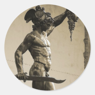 Sticker Rond Persée avec la tête de Medusa