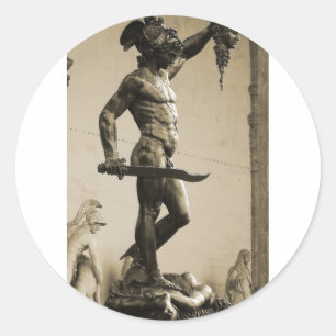 Sticker Rond Perseus avec la tête de la méduse