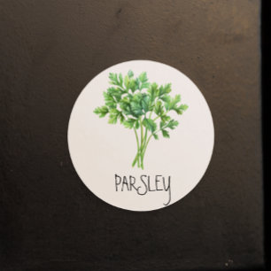 Sticker Rond Persil à l'aquarelle 
