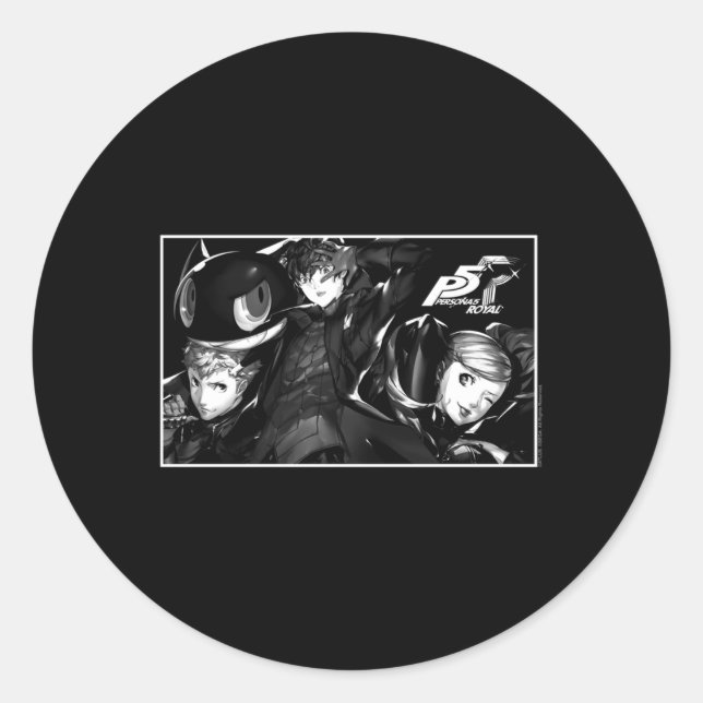 Sticker Rond Persona 5 Caractères Dans Rectangle (Devant)