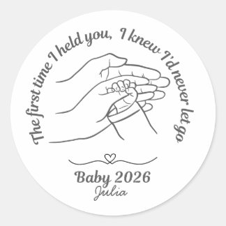 Sticker Rond Personalized Baby 2026 Pink Custom Name Classic Ro