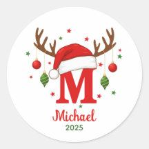 Personalized Christmas Monogram M Santa Hat