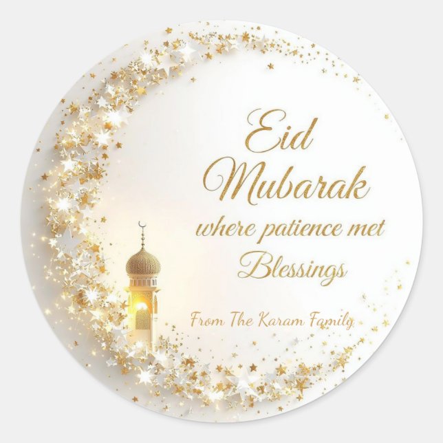 Sticker Rond Personalized Eid Mubarak Muslim modern  (Devant)