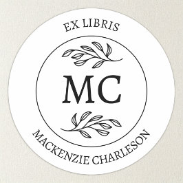 Sticker Rond Personalized Ex Libris Monogram Bookplate