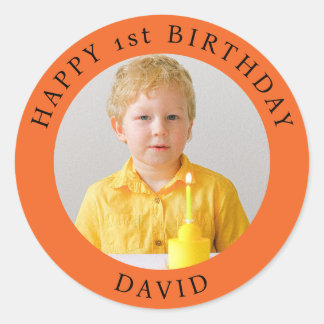 Sticker Rond Personalized Photo, Name And Age Birthday Classic