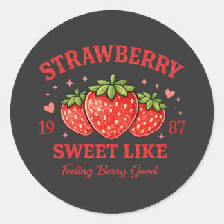 Sticker Rond Personalized Strawberry Sweet Custom Birth Year