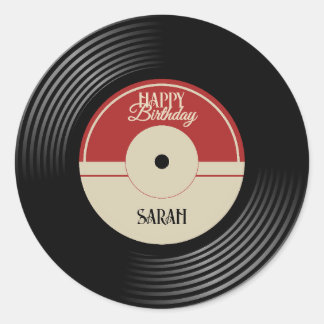 Sticker Rond Personalized Vinyl Record Birthday 