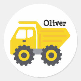 Sticker Rond Personalized Yellow Dump Truck