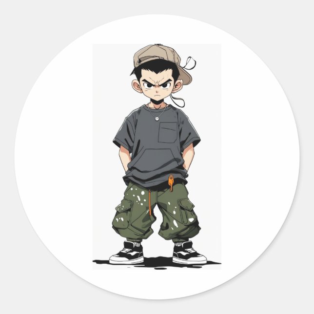 Sticker Rond personnage de dessin (Devant)