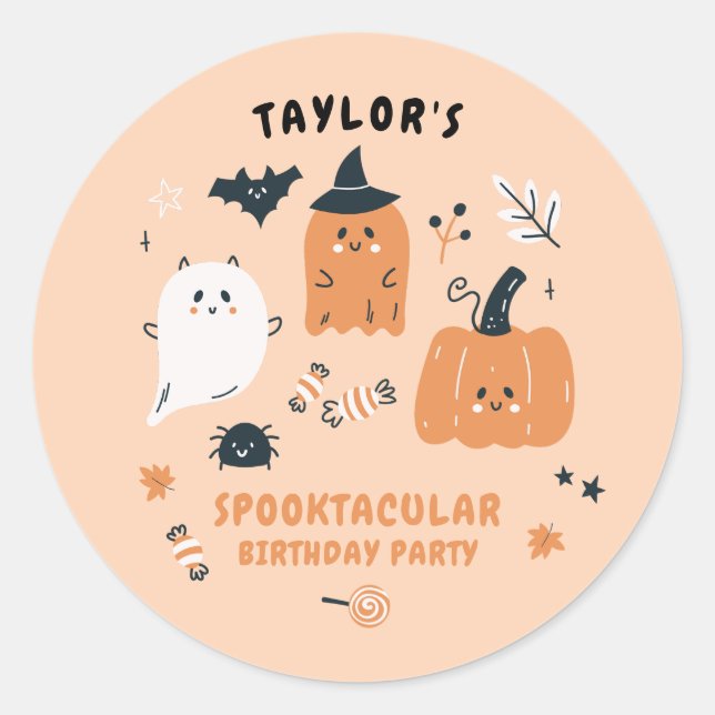Sticker Rond Personnages mignons Halloween Anniversaire Fête (Devant)