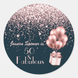 Sticker Rond Personnalisable 50 & Fabuleux Rose Gold 50e annive