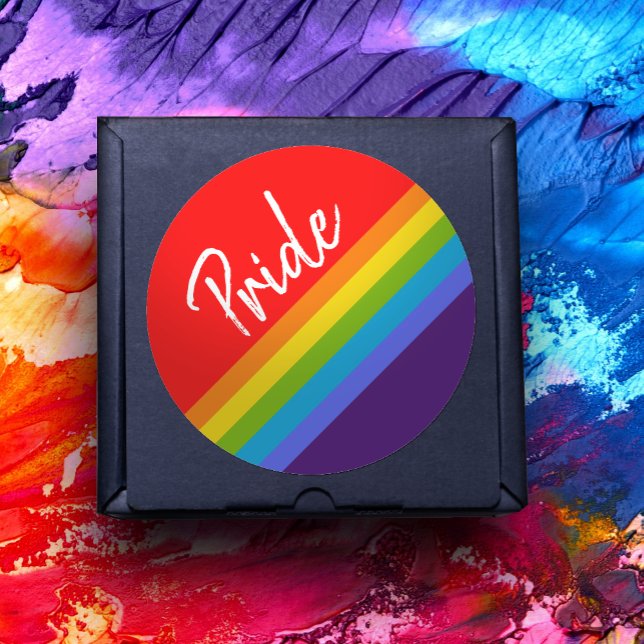 Sticker Rond Personnalisable Bold & Bright Rainbow LGBT Gay pri (Créateur téléchargé)