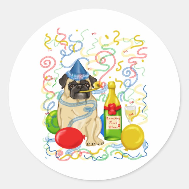 Sticker Rond Personnalisable Carlin de fête Tee - shirts et cad (Devant)