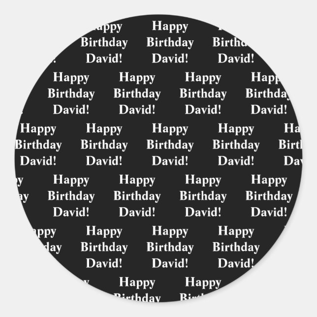 Sticker Rond Personnalisable Joyeux Texte d'anniversaire | Noir (Devant)