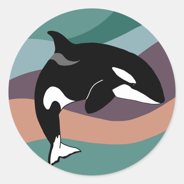 Sticker Rond Personnalisable Orca Killer Whale Anniversaire (Devant)