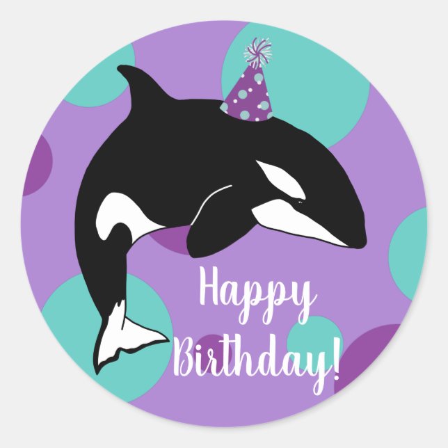 Sticker Rond Personnalisable Orca Killer Whale Anniversaire (Devant)