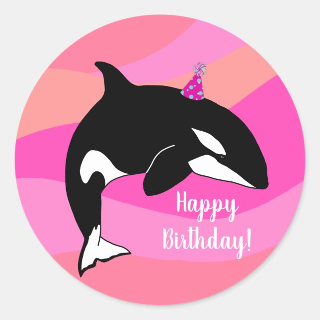 Sticker Rond Personnalisable Orca Killer Whale Anniversaire (Devant)