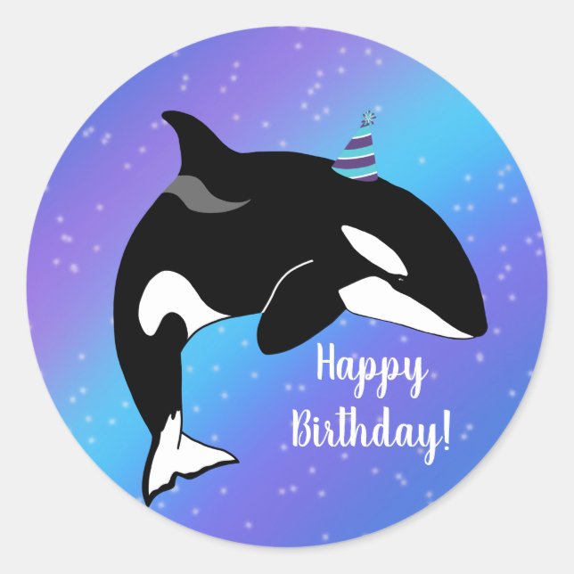 Sticker Rond Personnalisable Orca Killer Whale Anniversaire (Devant)