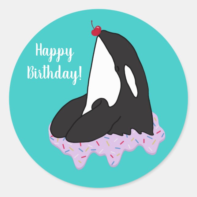 Sticker Rond Personnalisable Orca Killer Whale Anniversaire Cla (Devant)