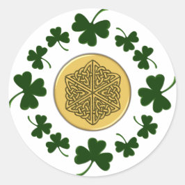 Sticker Rond PERSONNALISABLE ! Shamrock - Gold Irish Celtic