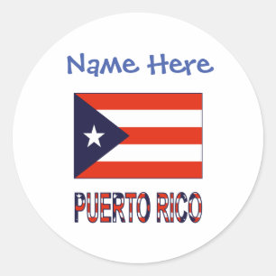 Sticker Rond Personnalisation Drapeau Porto-Ricain Bleu