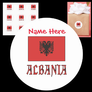 Sticker Rond Personnalisation rouge du drapeau albanais