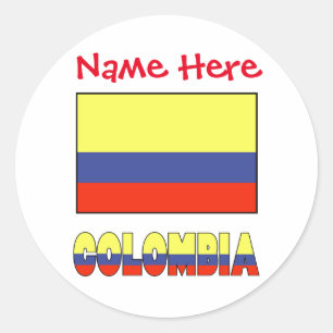 Sticker Rond Personnalisation rouge du drapeau colombien et de 