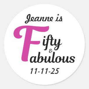 Sticker Rond Personnalisé 50 et fabuleux joyeux cinquantième an