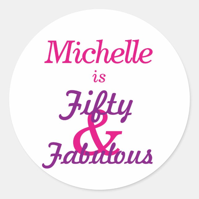 Sticker Rond Personnalisé 50 & Fabuleux | 50e anniversaire (Devant)