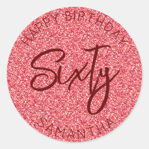Sticker Rond Personnalisé 60e anniversaire Parties scintillant