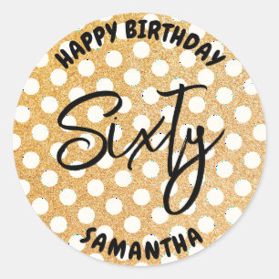 Sticker Rond Personnalisé 60e anniversaire Parties scintillant 