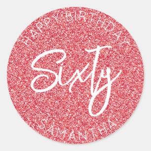 Sticker Rond Personnalisé 60e anniversaire Parties scintillant