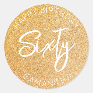 Sticker Rond Personnalisé 60e anniversaire Parties scintillant 