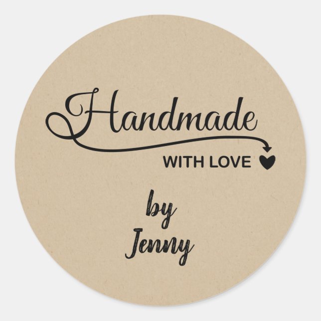 Sticker Rond Personnalisé À La Main Avec Amour (Devant)