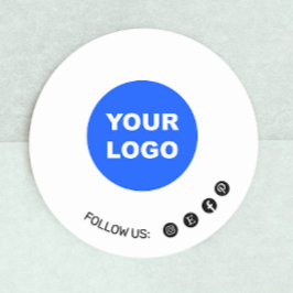 Sticker Rond Personnalisé Ajoutez Votre Logo Plain White Social