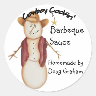 Sticker Rond Personnalisé Americana Cowboy Snowman Jar Étiquett
