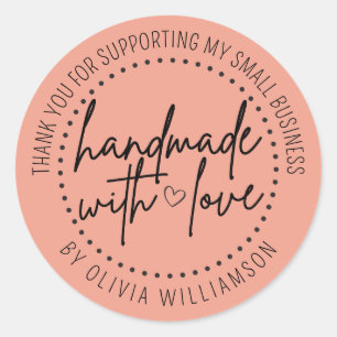 Sticker Rond Personnalisé Avec Merci D'Amour Petite Entreprise