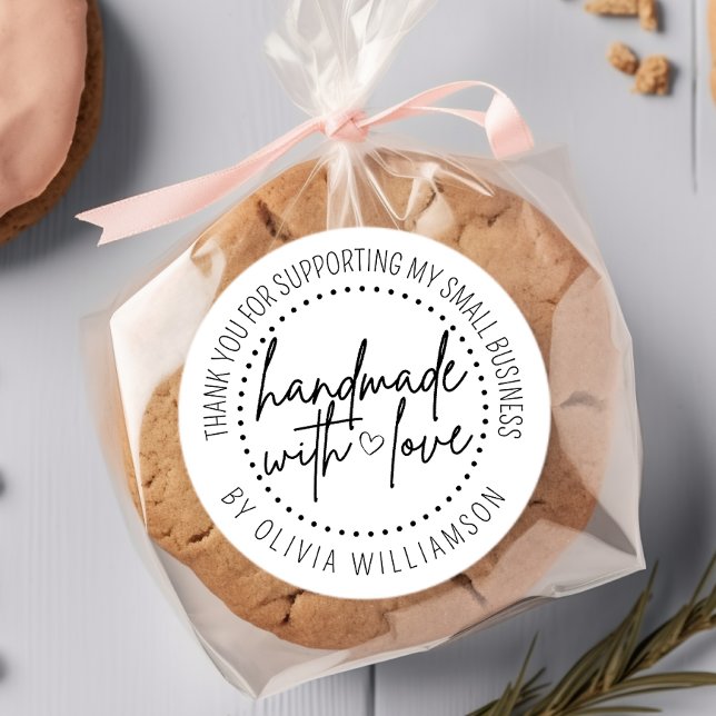 Sticker Rond Personnalisé Avec Merci D'Amour Petite Entreprise (Créateur téléchargé)