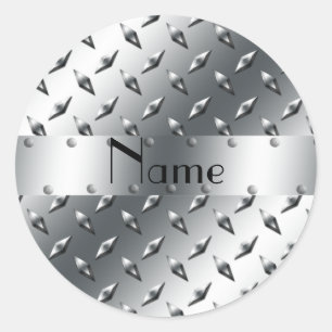 Sticker Rond Personnalisé avec votre nom tôle diamant acier